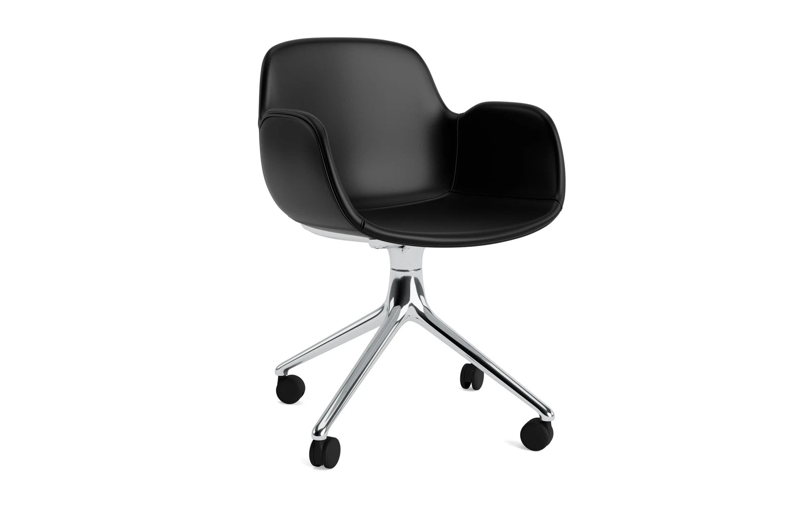 Form Drehsessel 4W Vollpolster Aluminium/Ultra Leder in Ultra 41599 präsentiert im Onlineshop von KAQTU Design AG. Sessel ist von Normann Copenhagen