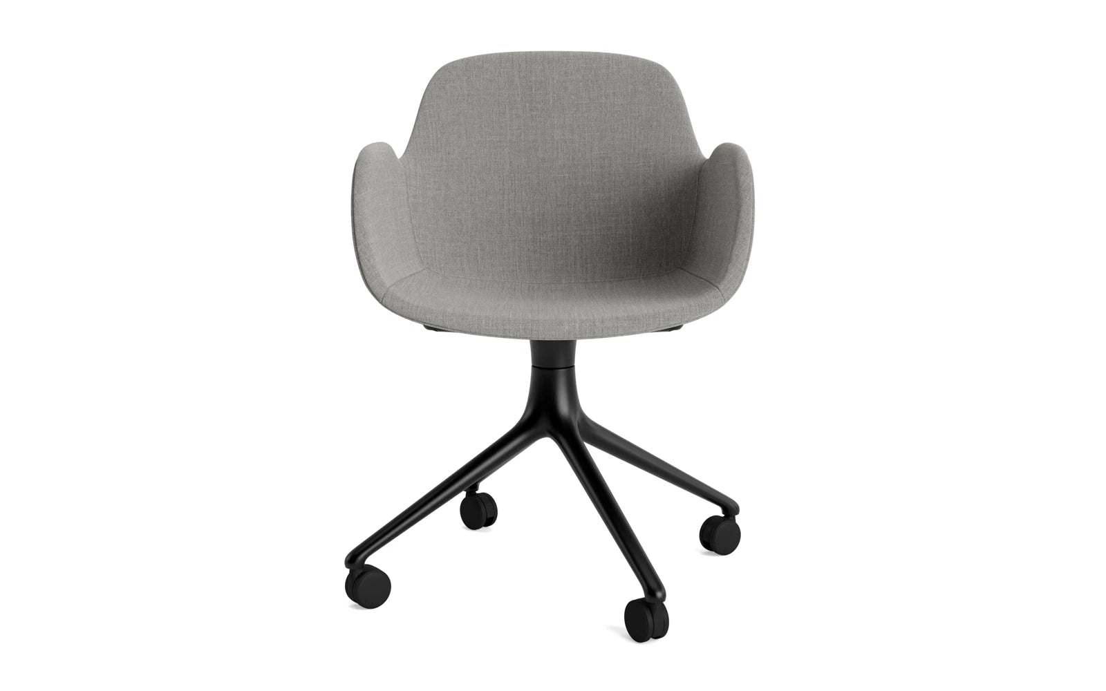 Erleben Sie den Form Drehsessel 4W von Normann Copenhagen: Elegantes, drehbares Design mit robustem Aluminiumgestell und komfortablem Vollpolster für vielseitige Einsatzmöglichkeiten.