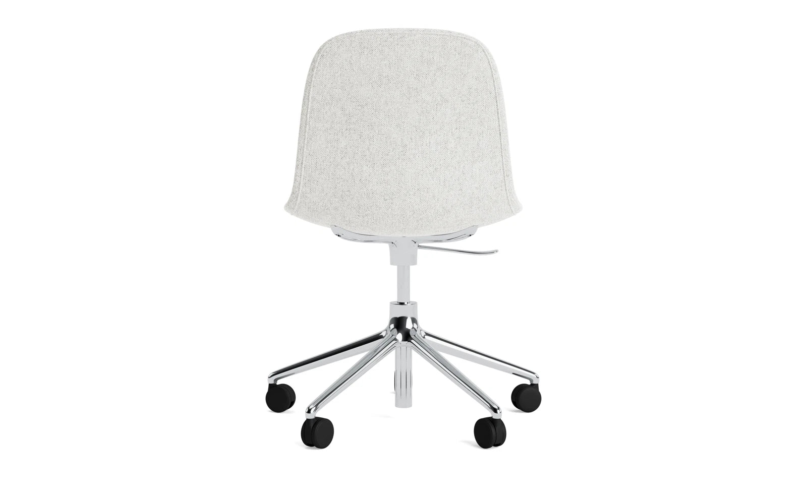 Entdecken Sie den Form Drehsessel von Normann Copenhagen: Ein stilvoller, vollgepolsterter Sessel mit 5 Rollen, der modernes Design und höchsten Komfort bietet.