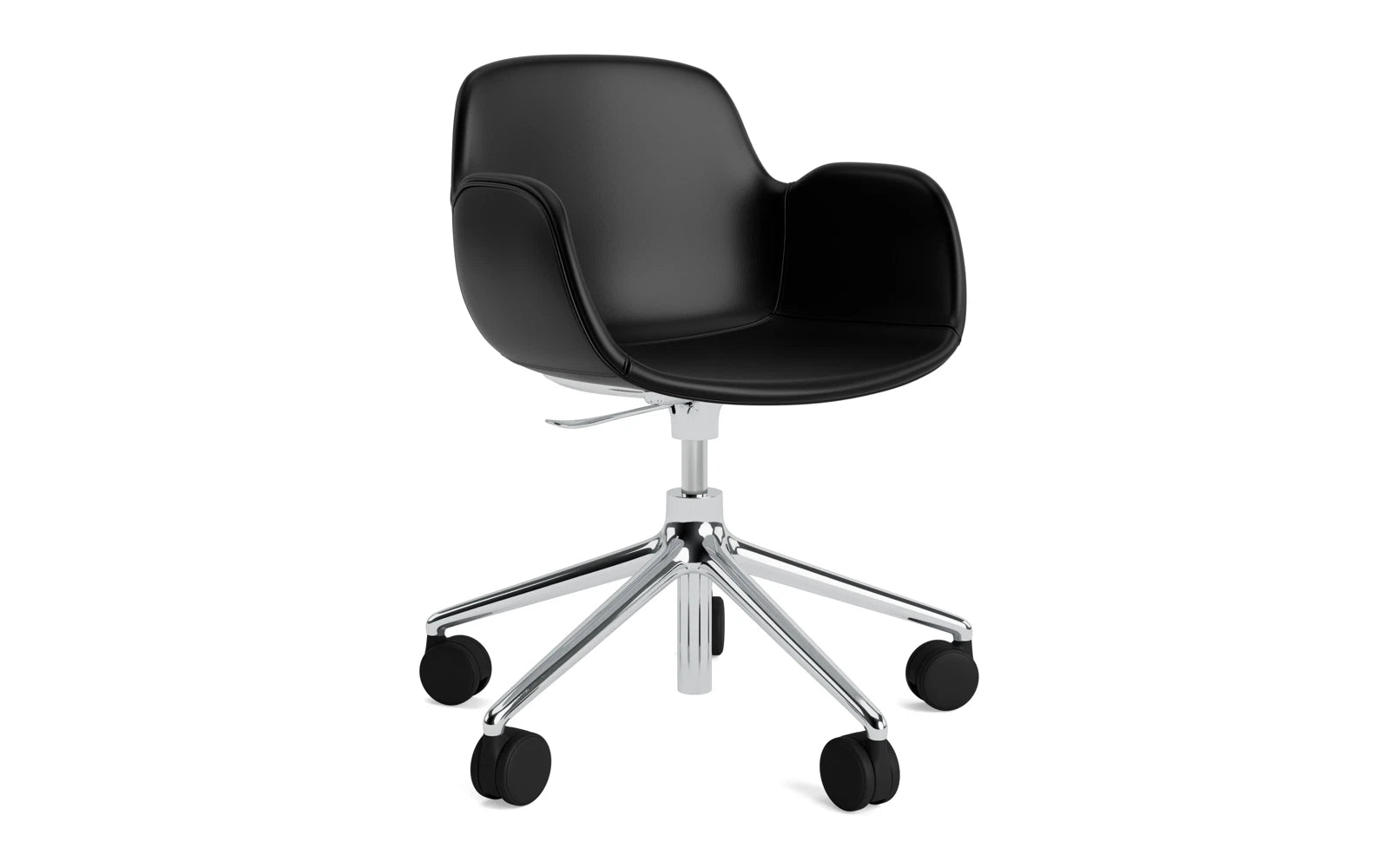 Form Drehsessel mit Rollen Vollpolster aluminium Ultra leder in Ultra 41599 präsentiert im Onlineshop von KAQTU Design AG. Sessel ist von Normann Copenhagen