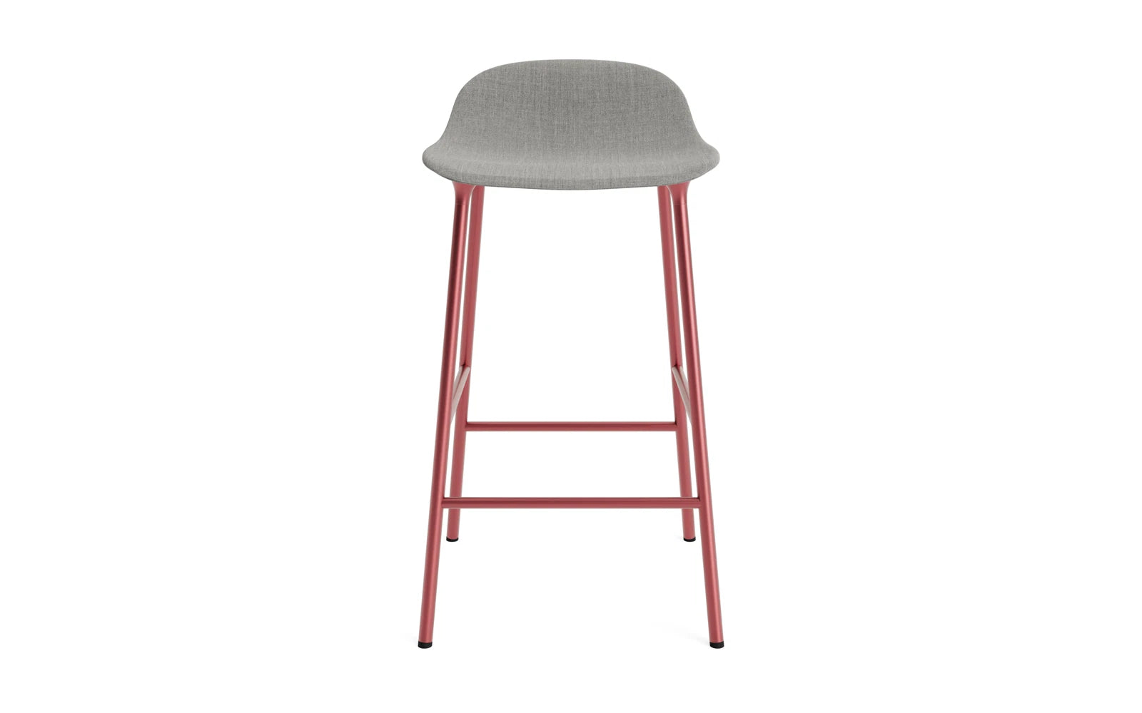 Erleben Sie den eleganten Form Barstuhl 65 cm in Rot, gepolstert und mit stabilem Stahlgestell von Normann Copenhagen – perfekt für Ihr Zuhause.