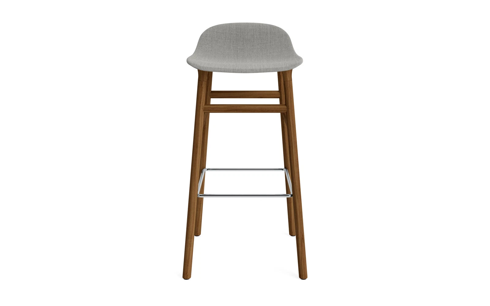 Stilvoller Form Barstuhl 75 cm in Walnuss mit luxuriöser Polsterung. Perfekt für Küche, Esszimmer oder Bar – vereint Komfort und modernes Design.