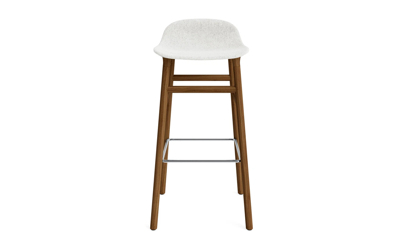 Stilvoller Form Barstuhl 75 cm in Walnuss mit hochwertiger Hallingdal-Polsterung von Normann Copenhagen – ideal für moderne Wohnräume.