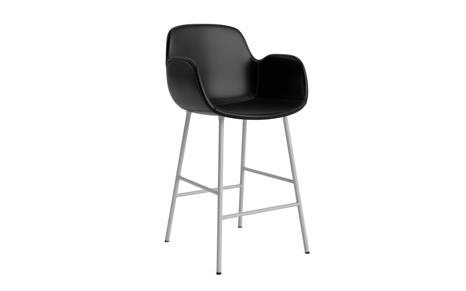 Form Barstuhl mit Armlehne 65 cm gepolstert Grau Stahl/Ultra leder in Ultra 41599 präsentiert im Onlineshop von KAQTU Design AG. Barstuhl ist von Normann Copenhagen