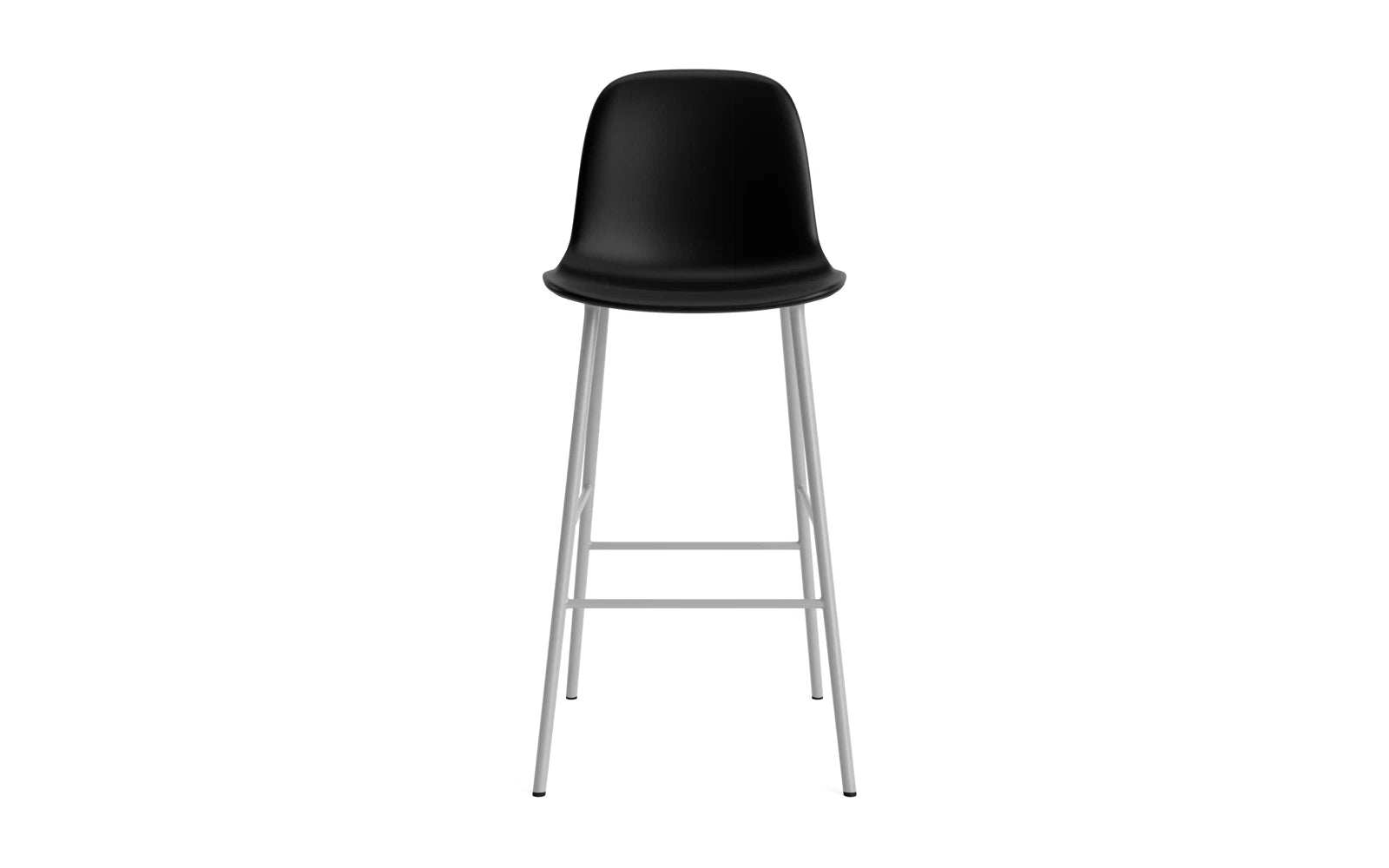 Erleben Sie den eleganten Form Barstuhl 75 cm in Grau, gepolstert mit feinstem Ultra Leder von Normann Copenhagen – ideal für stilvolle Räume.