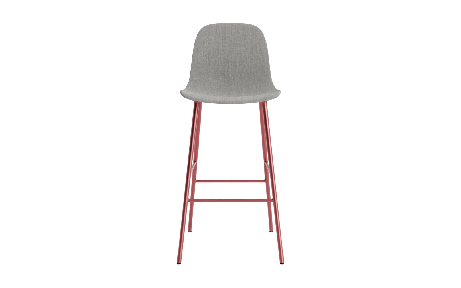Eleganter Form Barstuhl 75 cm in Rot, gepolstert und aus robustem Stahl. Perfekt für moderne Küchen und Bars. Hochwertiges Design von Normann Copenhagen.