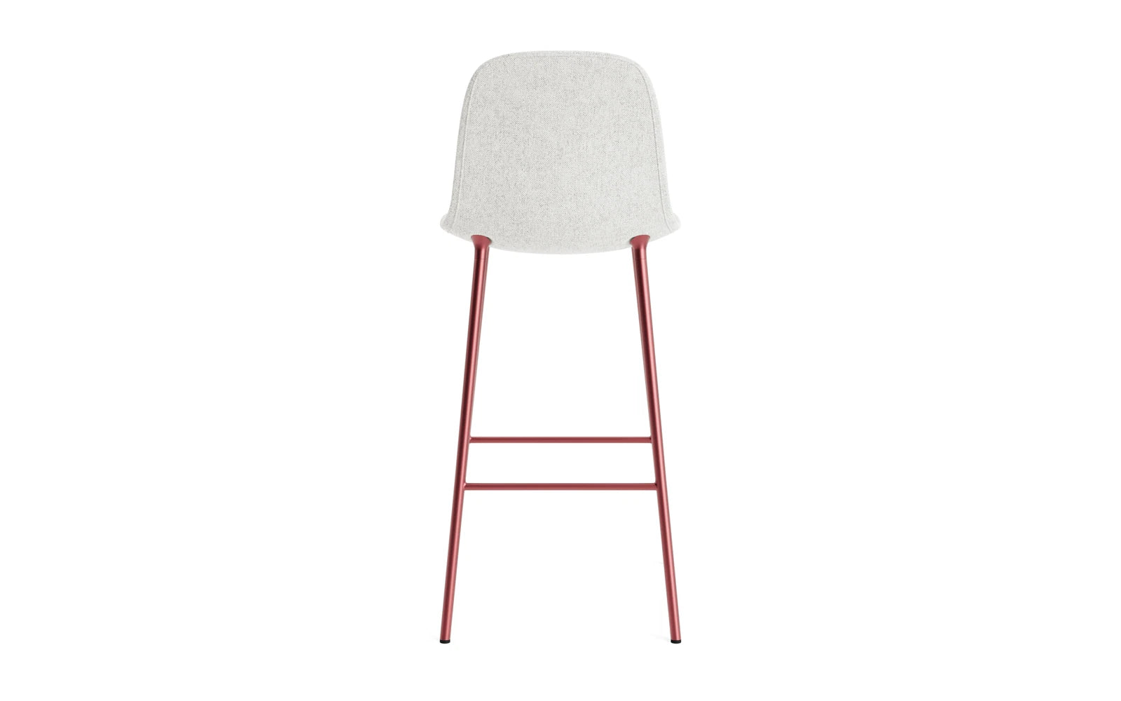 Erleben Sie den eleganten Form Barstuhl 75 cm in Rot, gepolstert mit hochwertigem Hallingdal-Stoff und einem stabilen Stahlgestell von Normann Copenhagen.