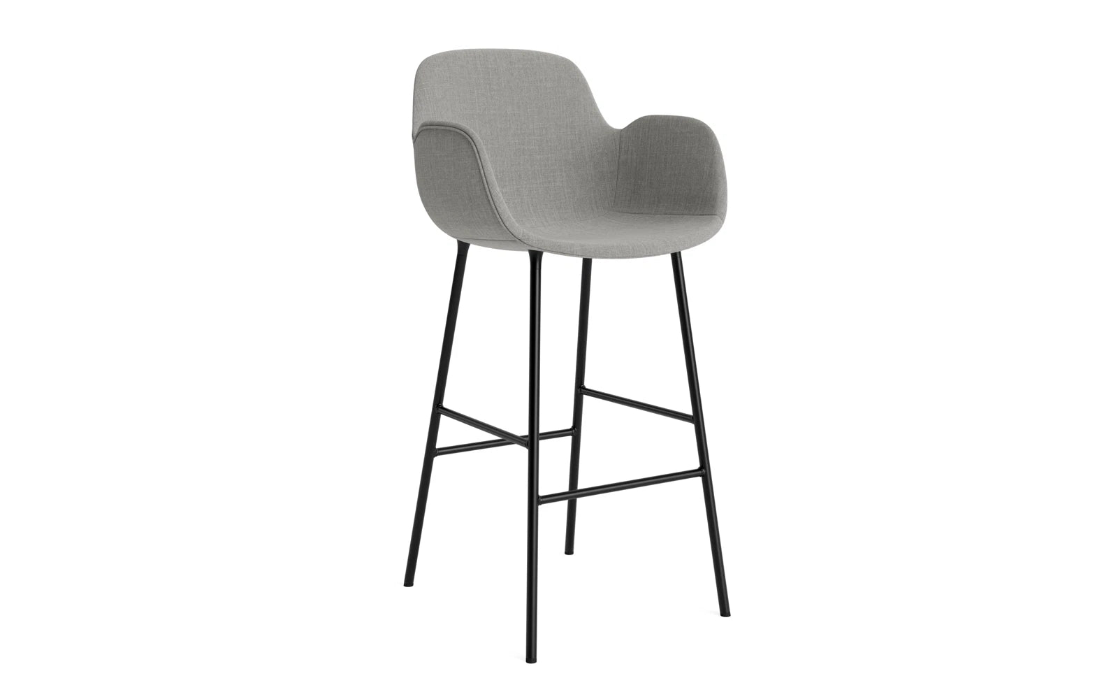 Form Barstuhl mit Armlehne 75 cm gepolstert schwarzes Stahl/Remix in Remix 133 präsentiert im Onlineshop von KAQTU Design AG. Barstuhl ist von Normann Copenhagen