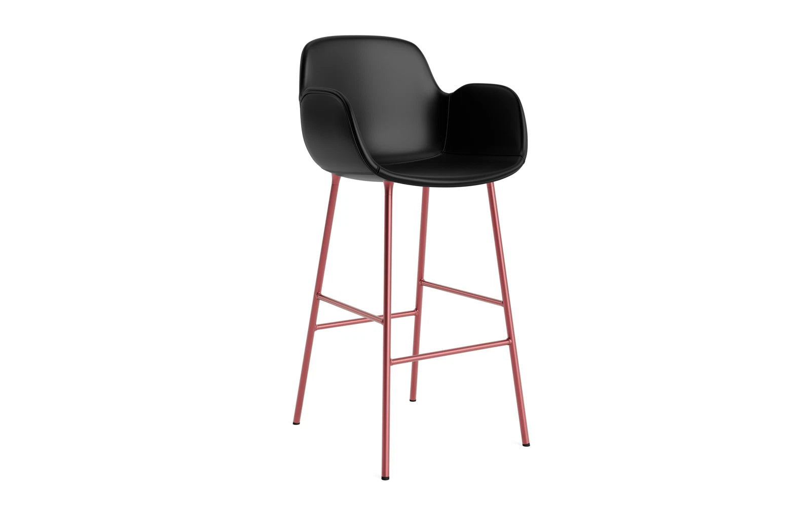 Form Barstuhl mit Armlehne 75 cm gepolstert Rot Stahl/Ultra leder in Ultra 41599 präsentiert im Onlineshop von KAQTU Design AG. Barstuhl ist von Normann Copenhagen