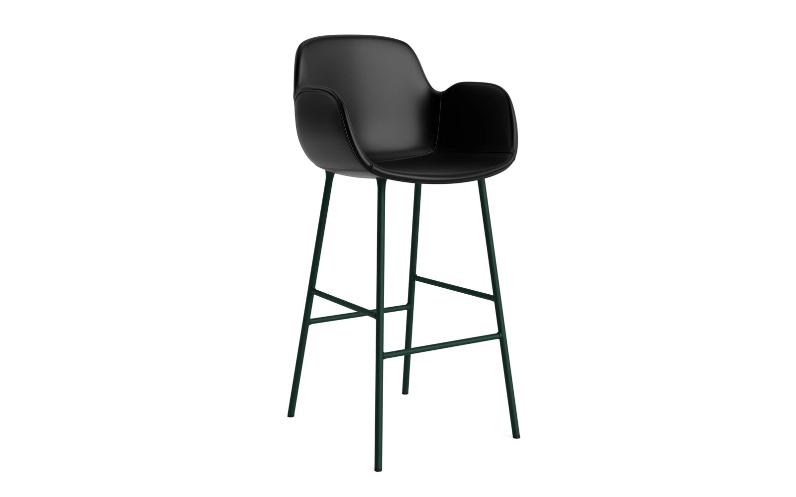 Form Barstuhl mit Armlehne 75 cm gepolstert Grün Stahl/Ultra leder in Ultra 41599 präsentiert im Onlineshop von KAQTU Design AG. Barstuhl ist von Normann Copenhagen