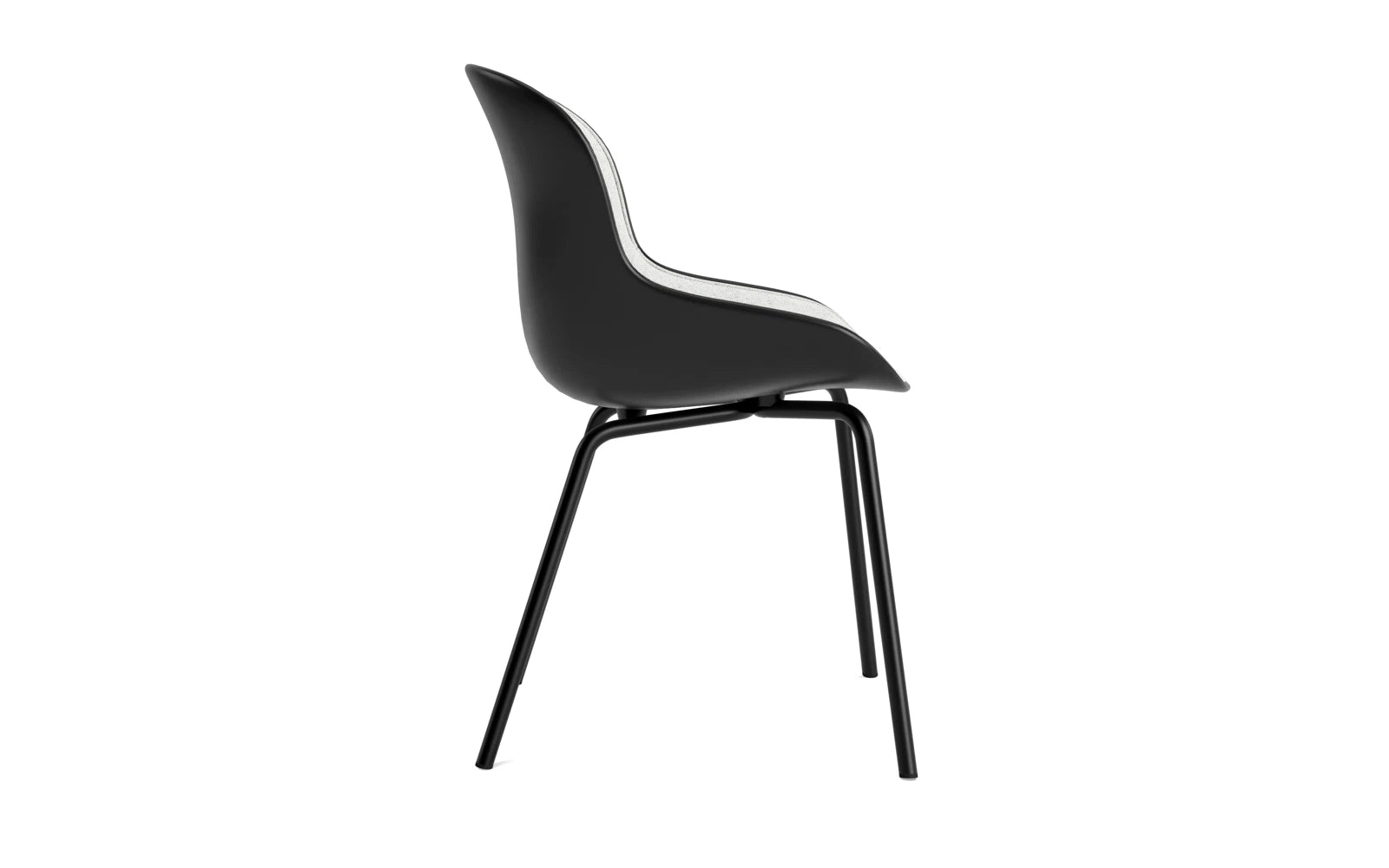 Entdecken Sie den Hyg Stuhl mit Frontpolster in stilvollem Schwarz. Ergonomisch und elegant, bringt er skandinavische Gemütlichkeit in jeden Raum.