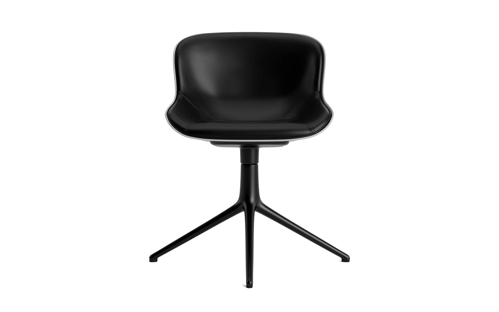 Hyg Drehstuhl 4B von Normann Copenhagen: Komfortabler, gepolsterter Drehstuhl in Schwarz mit grauem Aluminiumgestell. Ideal für moderne Büros und Wohnräume.