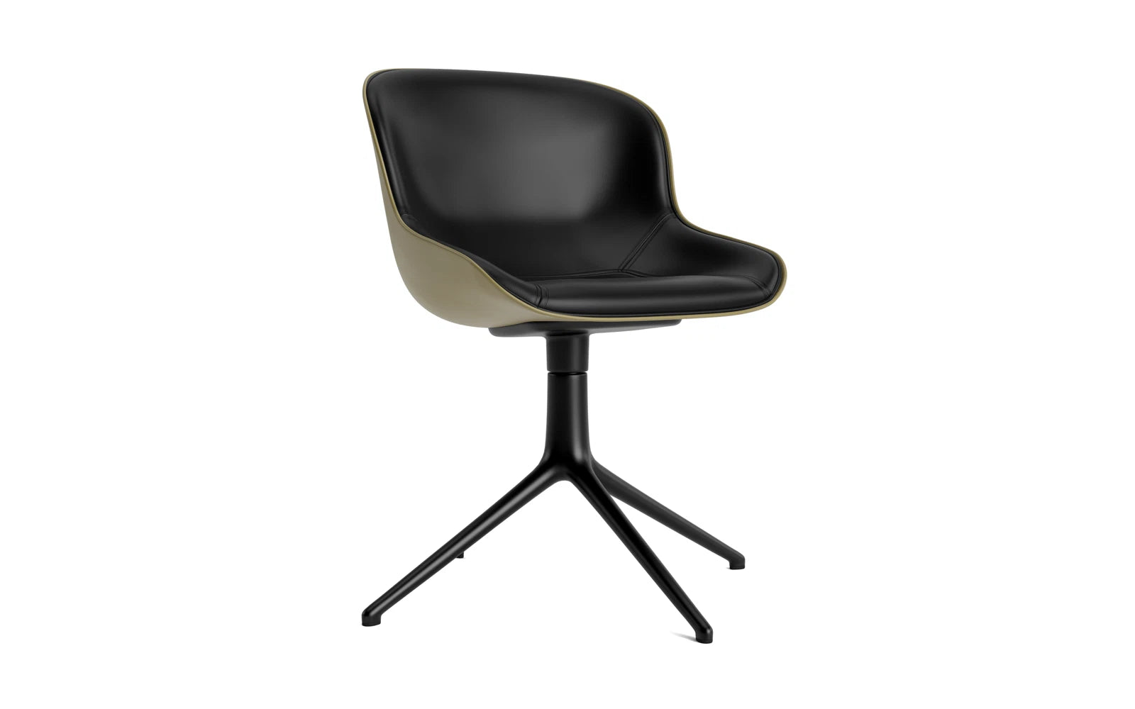 Hyg Drehstuhl 4B gepolstert Schwartz Alu Olive/Ultra in Ultra 41599 präsentiert im Onlineshop von KAQTU Design AG. Drehstuhl ist von Normann Copenhagen
