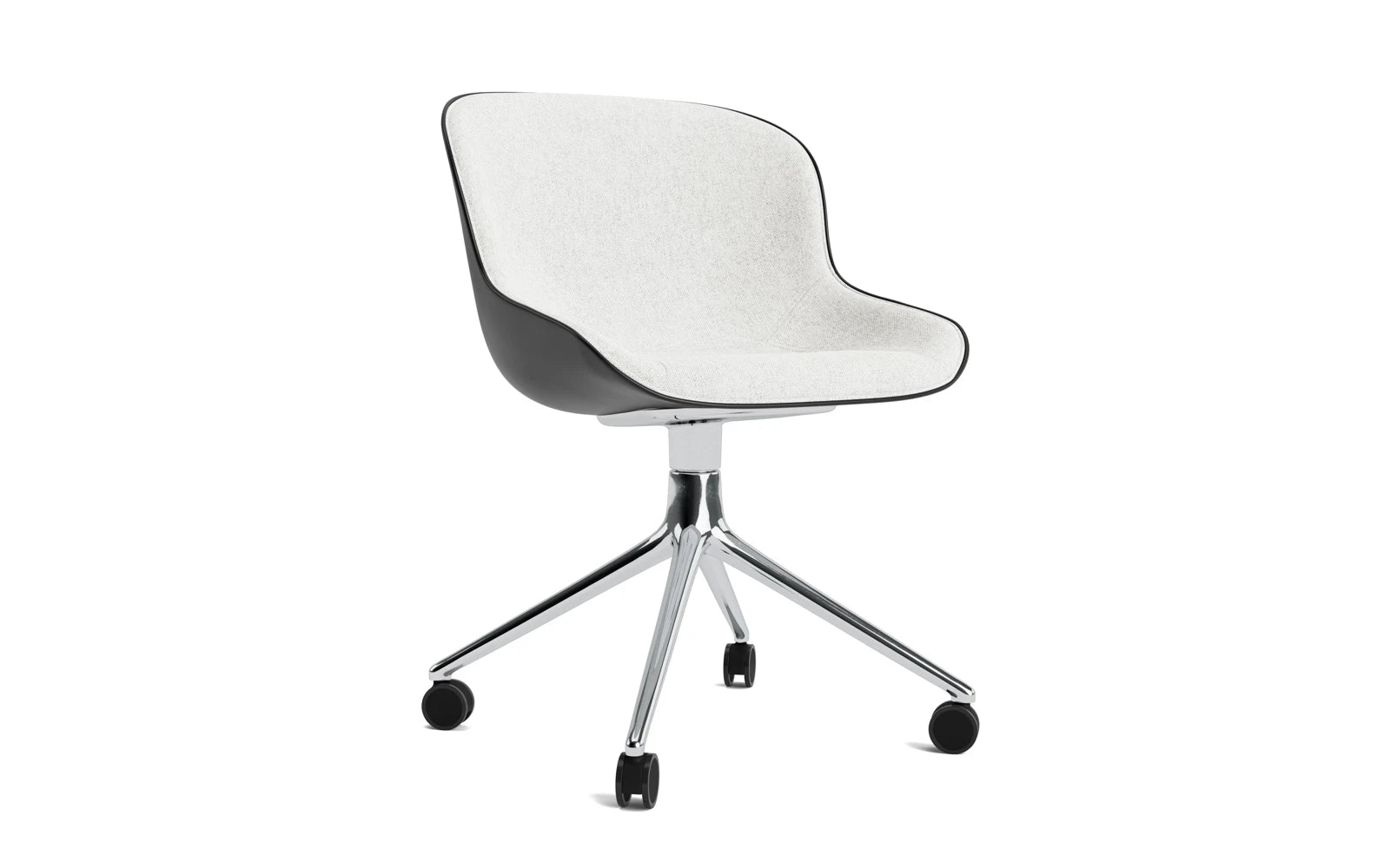 Hyg Drehstuhl 4W Frontpolster Aluminium Schwartz/Hallingdal in Hallingdal 110 präsentiert im Onlineshop von KAQTU Design AG. Drehstuhl ist von Normann Copenhagen