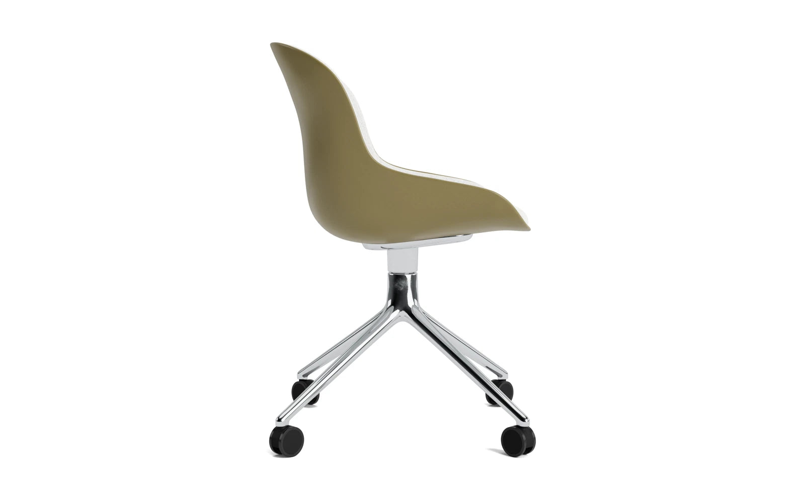Genießen Sie den Hyg Drehstuhl 4W von Normann Copenhagen: Eleganz in Aluminium Olive und Hallingdal, ideal für stilvolle Ess- und Loungebereiche.
