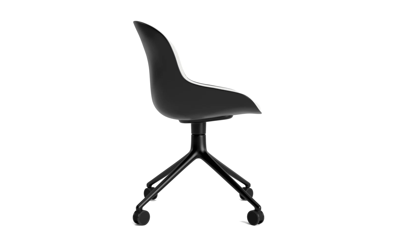 Entdecken Sie den Hyg Drehstuhl 4W von Normann Copenhagen – ein stilvoller Stuhl aus robustem Aluminium und edlem Hallingdal, der Komfort und skandinavisches Design perfekt kombiniert.