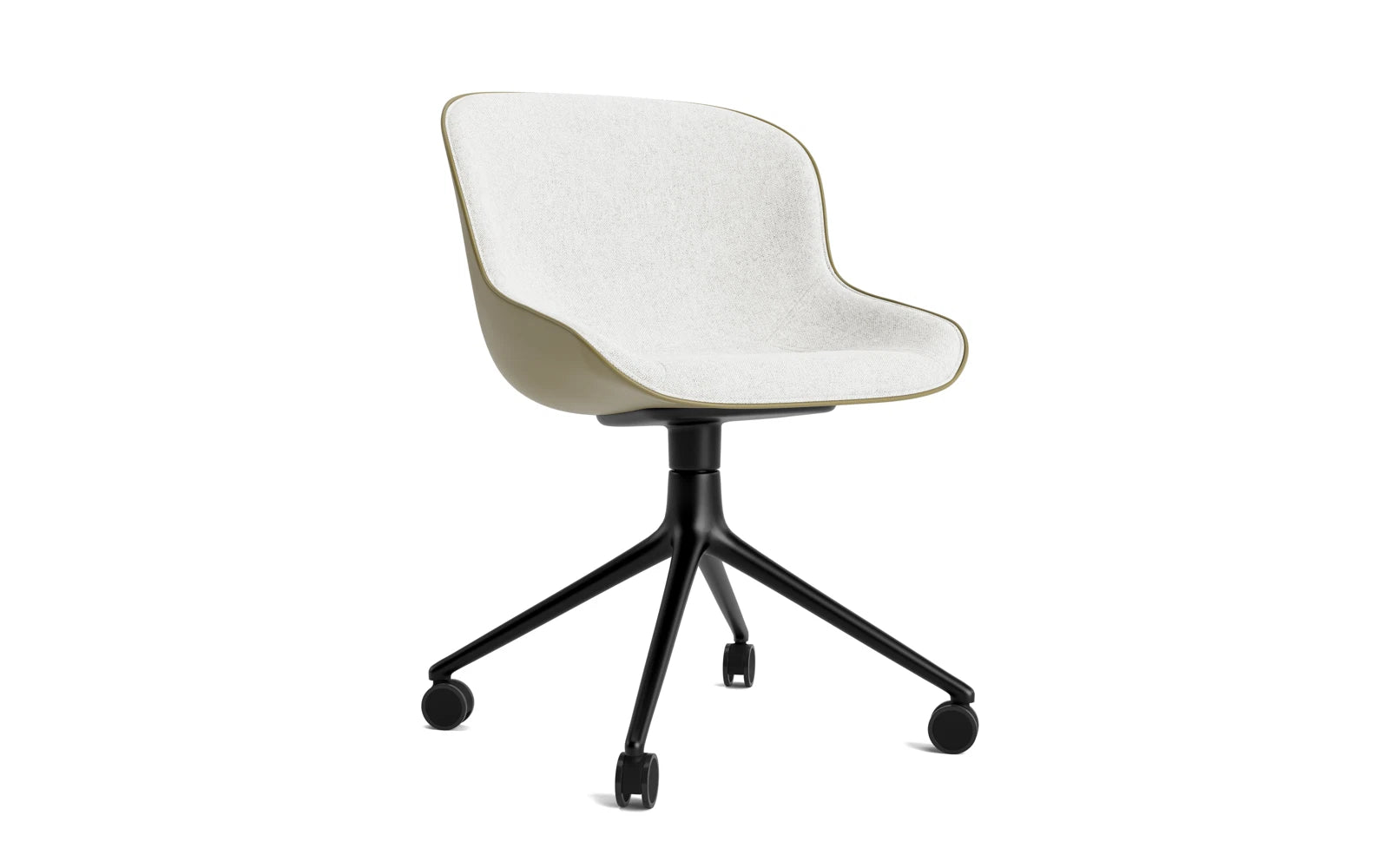 Hyg Drehstuhl 4W Frontpolster Schwartz Alu Olive/Hallingdal in Hallingdal 110 präsentiert im Onlineshop von KAQTU Design AG. Drehstuhl ist von Normann Copenhagen