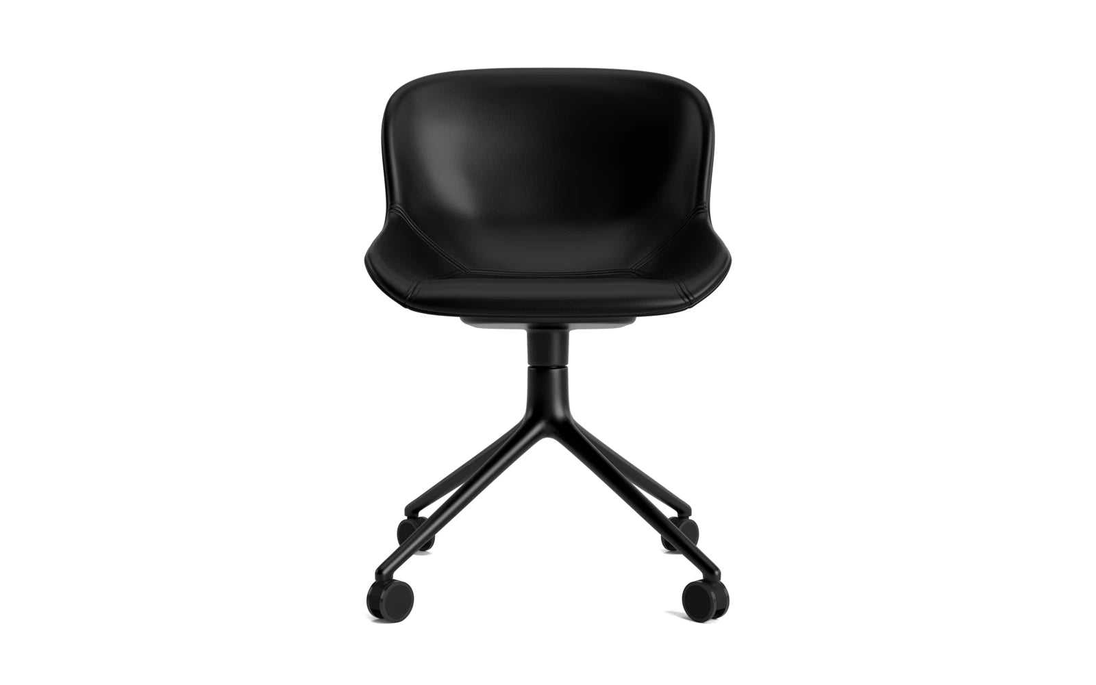 Hyg Drehstuhl 4W von Normann Copenhagen: Eleganter Drehstuhl mit vollpolsterter Ultra Leder-Oberfläche und robustem Aluminiumgestell, perfekt für gemütliche Räume.