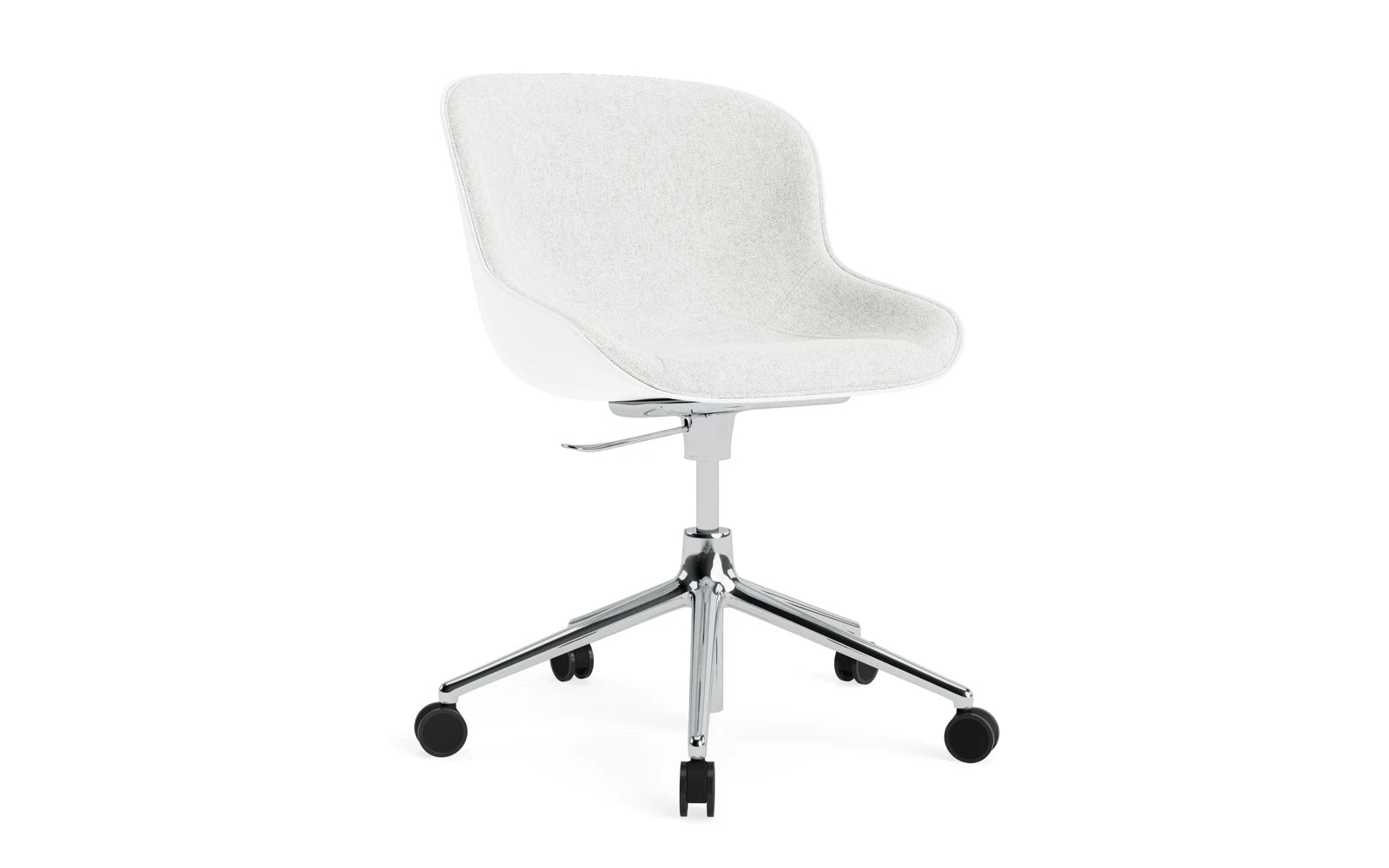 Hyg Drehsessel mit 5 Rollen Gas Lift Frontpolster Alu Weiss/Hallingdal in Hallingdal 110 präsentiert im Onlineshop von KAQTU Design AG. Sessel ist von Normann Copenhagen
