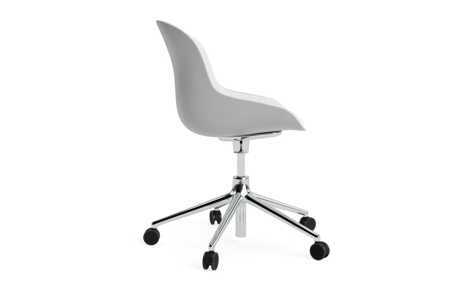 Entdecken Sie den Hyg Drehsessel von Normann Copenhagen – ein stilvoller Drehstuhl mit Gaslift und 5 Rollen, der Komfort und skandinavisches Design vereint.