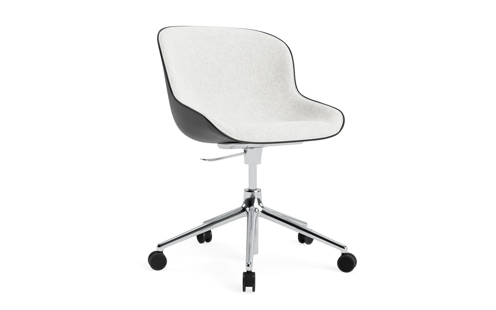 Hyg Drehsessel mit 5 Rollen Gas Lift Frontpolster Alu Schwartz/Hallingdal in Hallingdal 110 präsentiert im Onlineshop von KAQTU Design AG. Sessel ist von Normann Copenhagen