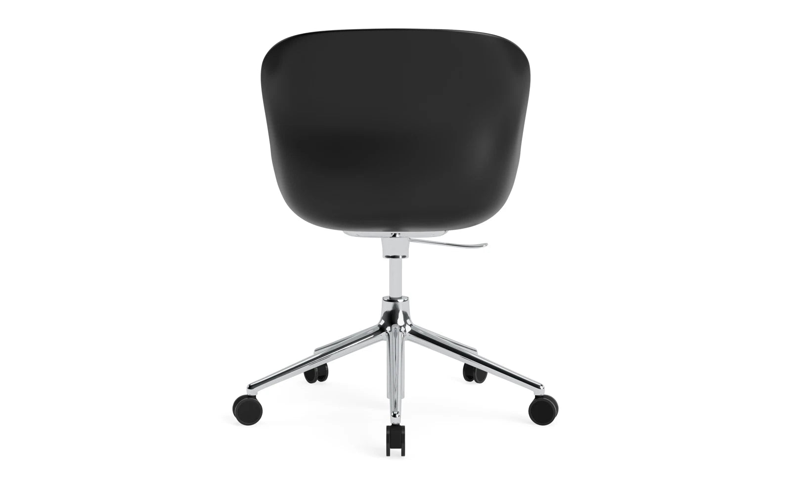 Erleben Sie den Hyg Drehsessel von Normann Copenhagen: Ein eleganter Drehstuhl mit 5 Rollen, Gaslift und hochwertigem Frontpolster für maximalen Komfort.