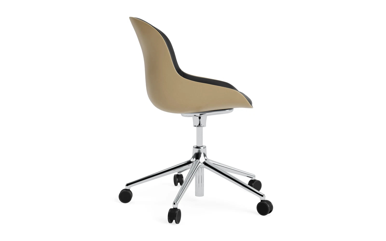 Entdecken Sie den Hyg Drehsessel mit Rollen in Alu Sand/Ultra – ein stilvolles Möbelstück, das skandinavische Gemütlichkeit und ergonomischen Komfort vereint.