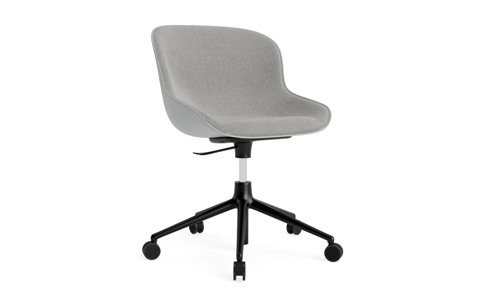 Hyg Drehsessel mit 5 Rollen Gas Lift Frontpolster Schwartz Alu Grau/Remix in Remix 133 präsentiert im Onlineshop von KAQTU Design AG. Sessel ist von Normann Copenhagen