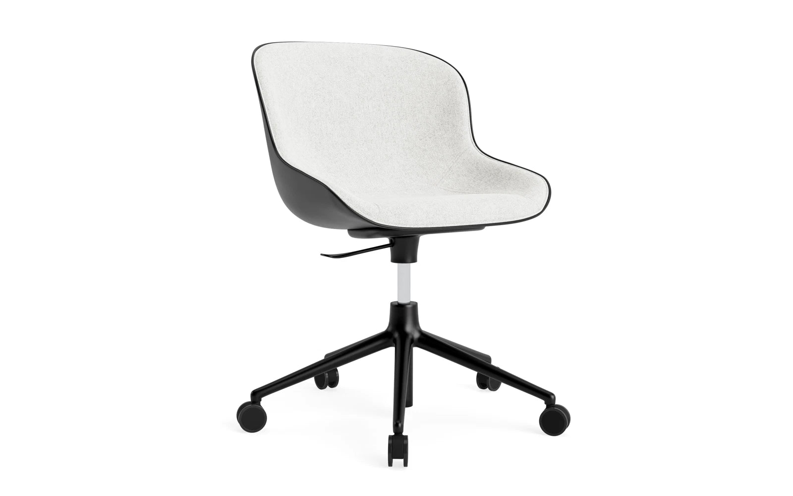 Hyg Drehsessel mit Rollen und Gaslift Frontpolster Schwartz Alu Schwartz/Hallingdal in Hallingdal 110 präsentiert im Onlineshop von KAQTU Design AG. Sessel ist von Normann Copenhagen