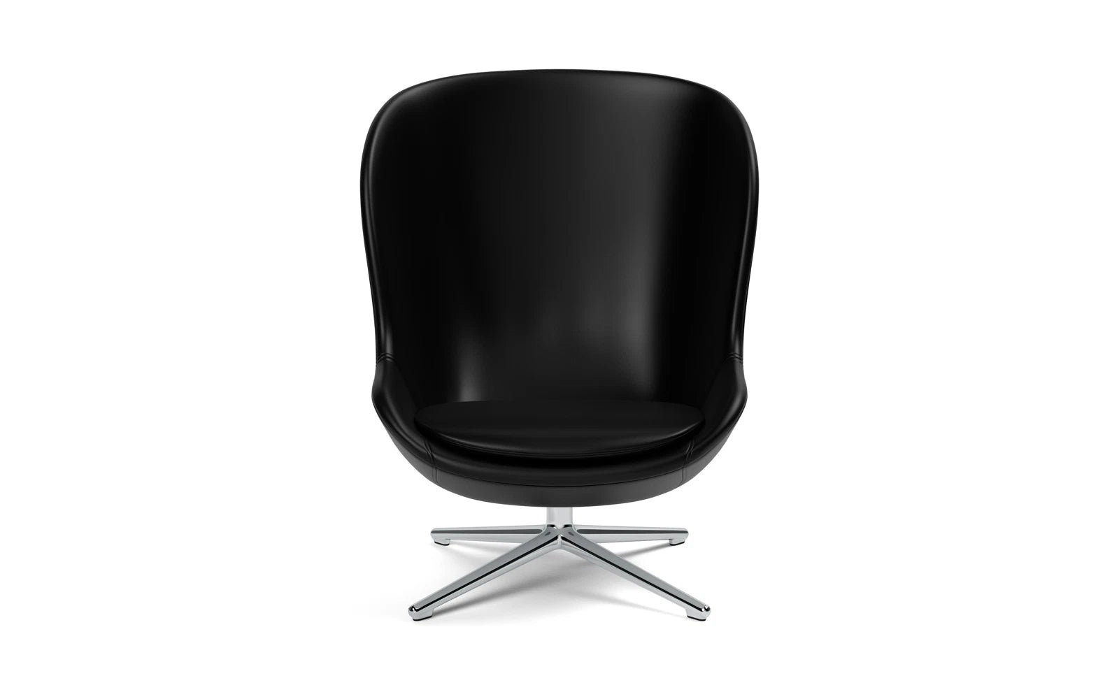Hyg Lounge-Sessel Hoch von Normann Copenhagen: Eleganter Drehstuhl aus Aluminium und Ultra Leder für höchsten Sitzkomfort.