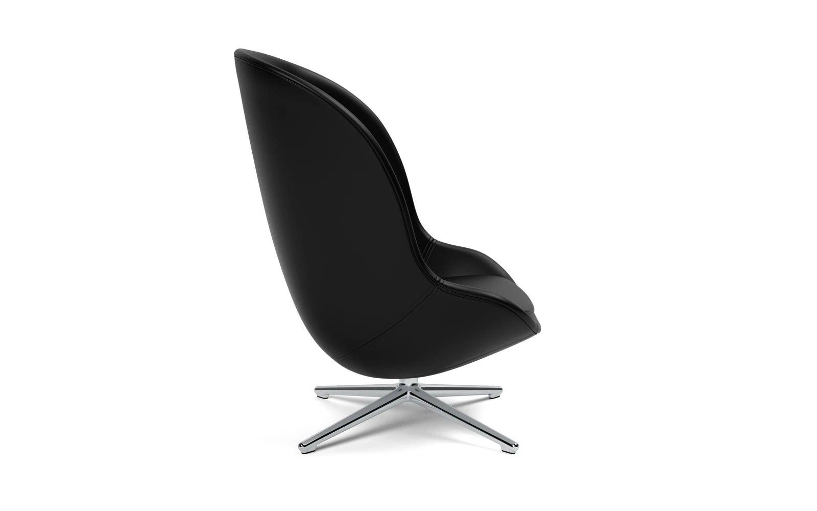 Hyg Lounge-Sessel Hoch von Normann Copenhagen: Eleganter Drehstuhl aus Aluminium und Ultra Leder für höchsten Sitzkomfort.