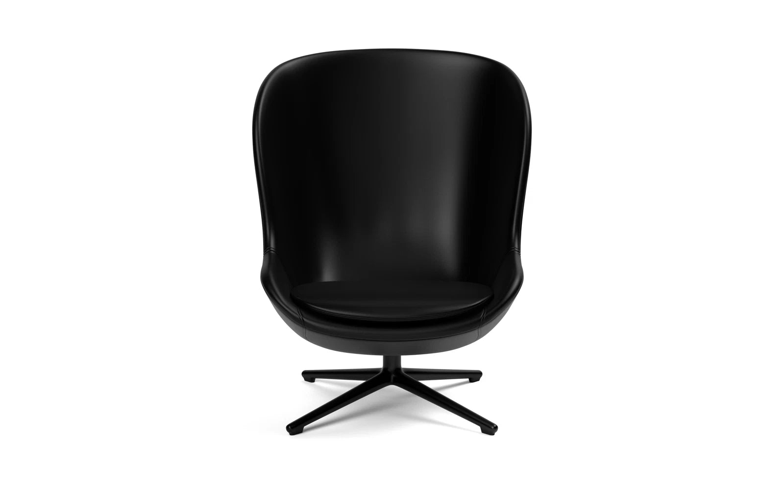 Erleben Sie skandinavische Gemütlichkeit mit dem Hyg Lounge-Sessel Hoch von Normann Copenhagen. Luxuriöses Ultra Leder und ein elegantes Drehgestell aus schwarzem Aluminium bieten höchsten Komfort.