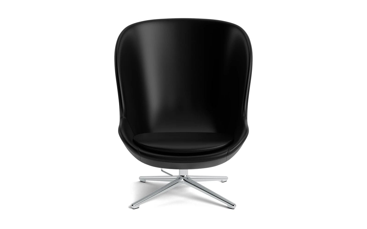 Hyg Lounge-Sessel Hoch mit Drehgestell und Kippfunktion, Aluminium, Ultra Leder in Ultra 41599 präsentiert im Onlineshop von KAQTU Design AG. Drehsessel ist von Normann Copenhagen