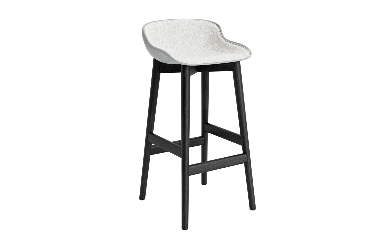 Hyg Barhocker 75 cm Polster Schwartze Eiche Grau/Hallingdal in Hallingdal 110 präsentiert im Onlineshop von KAQTU Design AG. Barstuhl ist von Normann Copenhagen