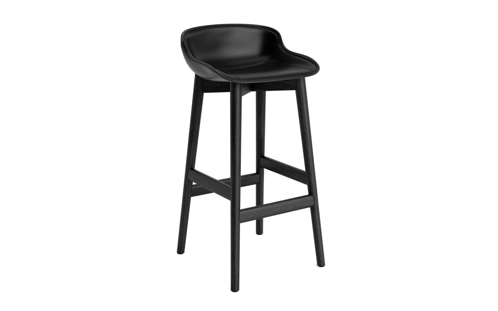 Hyg Barhocker 75 cm Polster Schwarze Eiche Schwarz/Ultra Leder in Ultra 41599 präsentiert im Onlineshop von KAQTU Design AG. Barstuhl ist von Normann Copenhagen