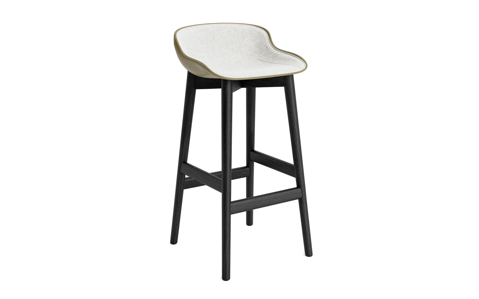 Hyg Barhocker 75 cm Polster Schwarze Eiche olive/Hallingdal in Hallingdal 110 präsentiert im Onlineshop von KAQTU Design AG. Barstuhl ist von Normann Copenhagen