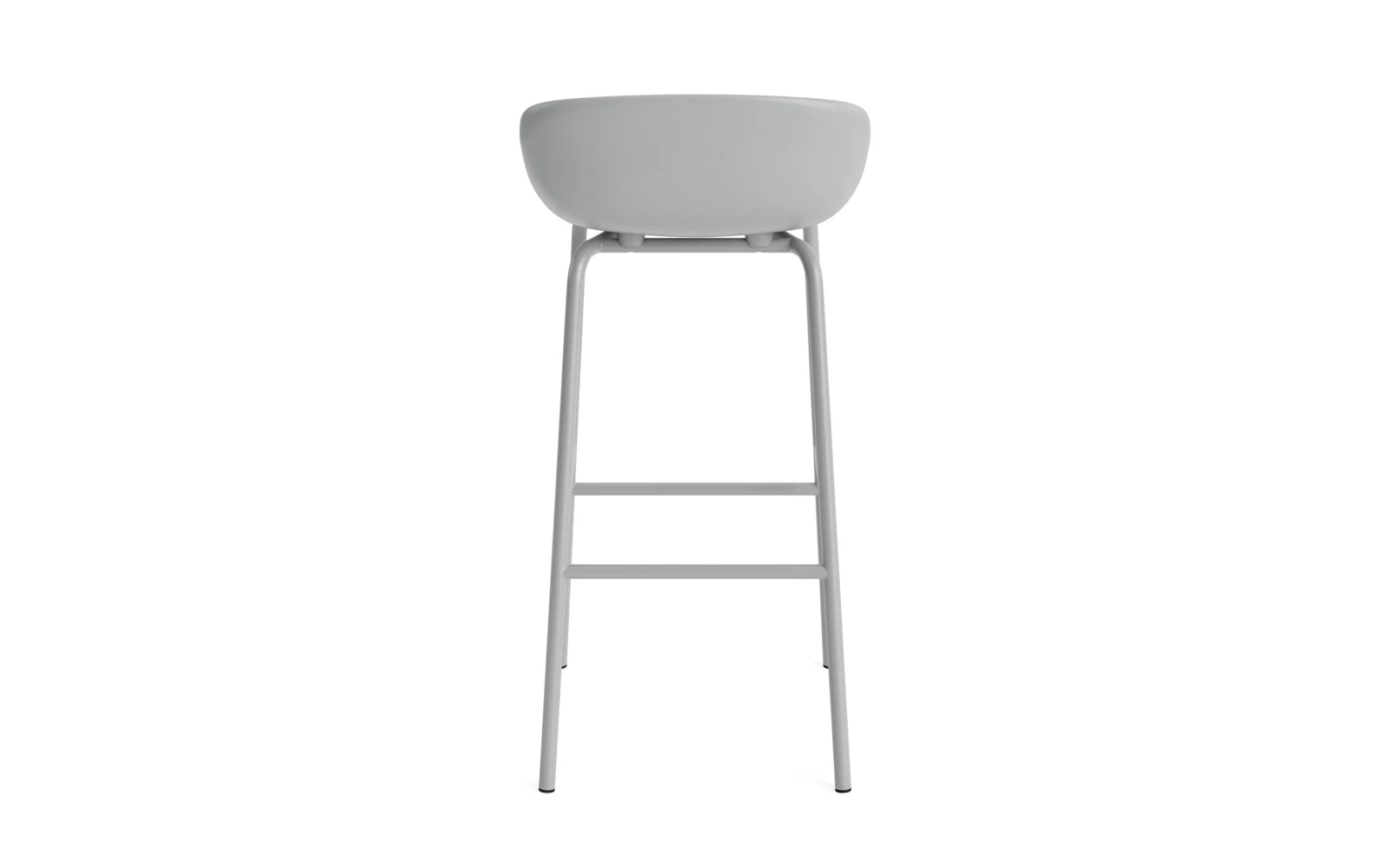 Erleben Sie den Hyg Barhocker 75 cm von Normann Copenhagen: Komfortables, skandinavisches Design mit grauem Stahlgestell und elegantem Frontpolster für jeden Raum.
