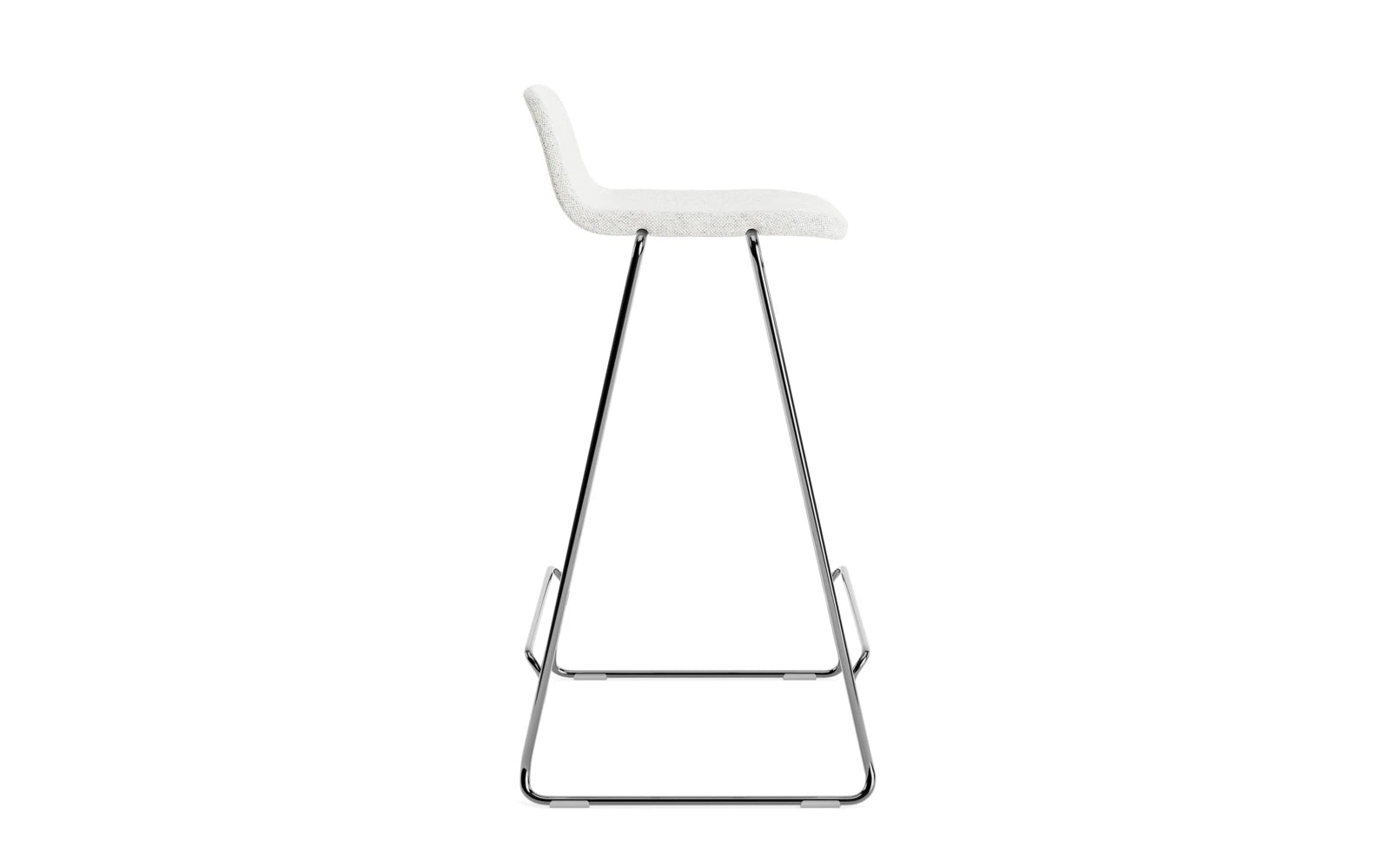 Entdecken Sie den Just Barhocker 65 cm mit Lehne von Normann Copenhagen – ein stilvolles, gepolstertes Designhighlight in Chrom/Hallingdal für Ihr Zuhause.