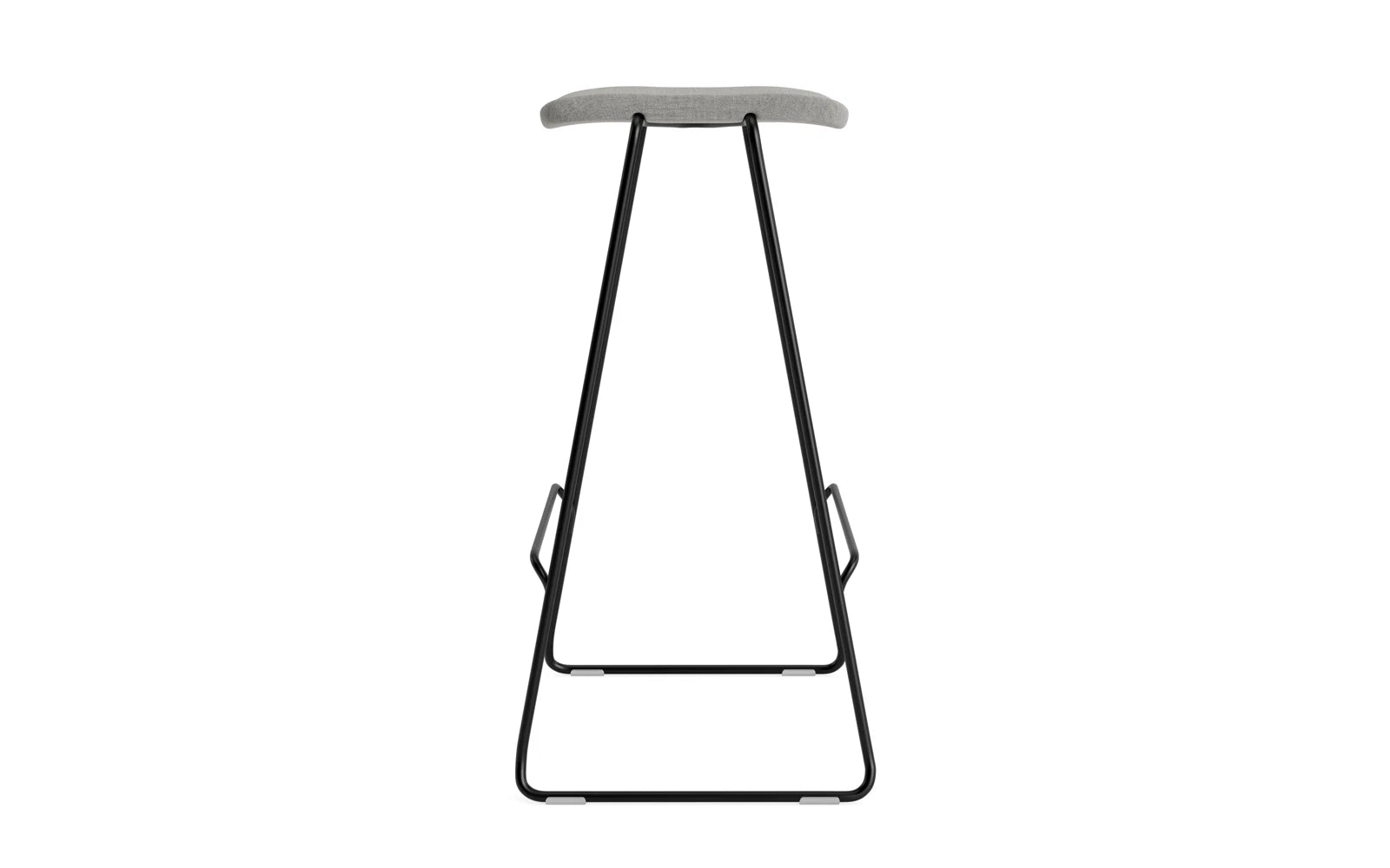 Entdecken Sie den Just Barhocker von Normann Copenhagen: 75 cm hoch, gepolstert und elegant in schwarzem Stahl – perfekt für stilvolle Wohnräume.