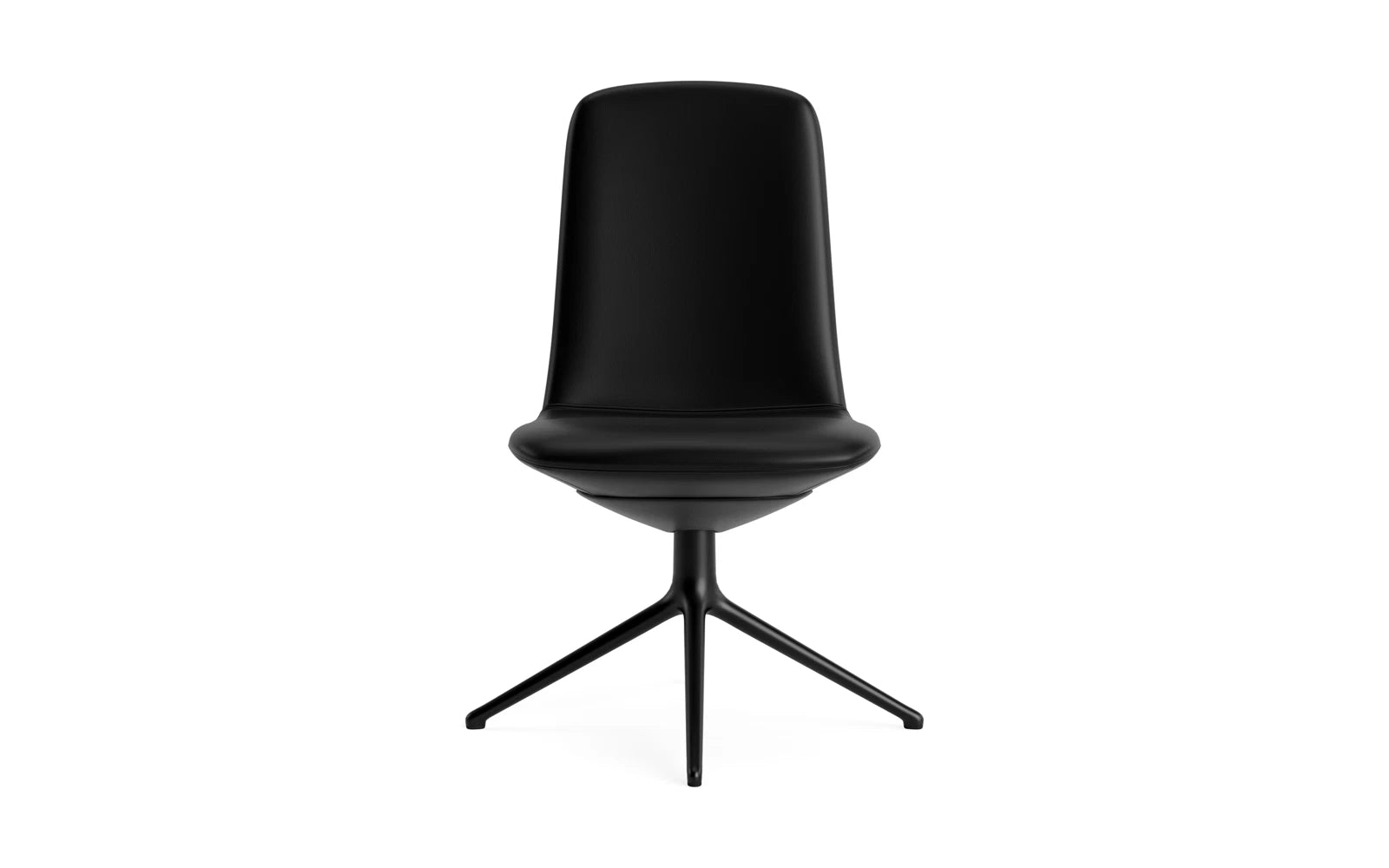 Entdecken Sie den Off Chair niedrig mit Drehgestell 4B in Schwarz Aluminium Ultra von Normann Copenhagen – stilvoll, ergonomisch und perfekt für moderne Arbeitsplätze.