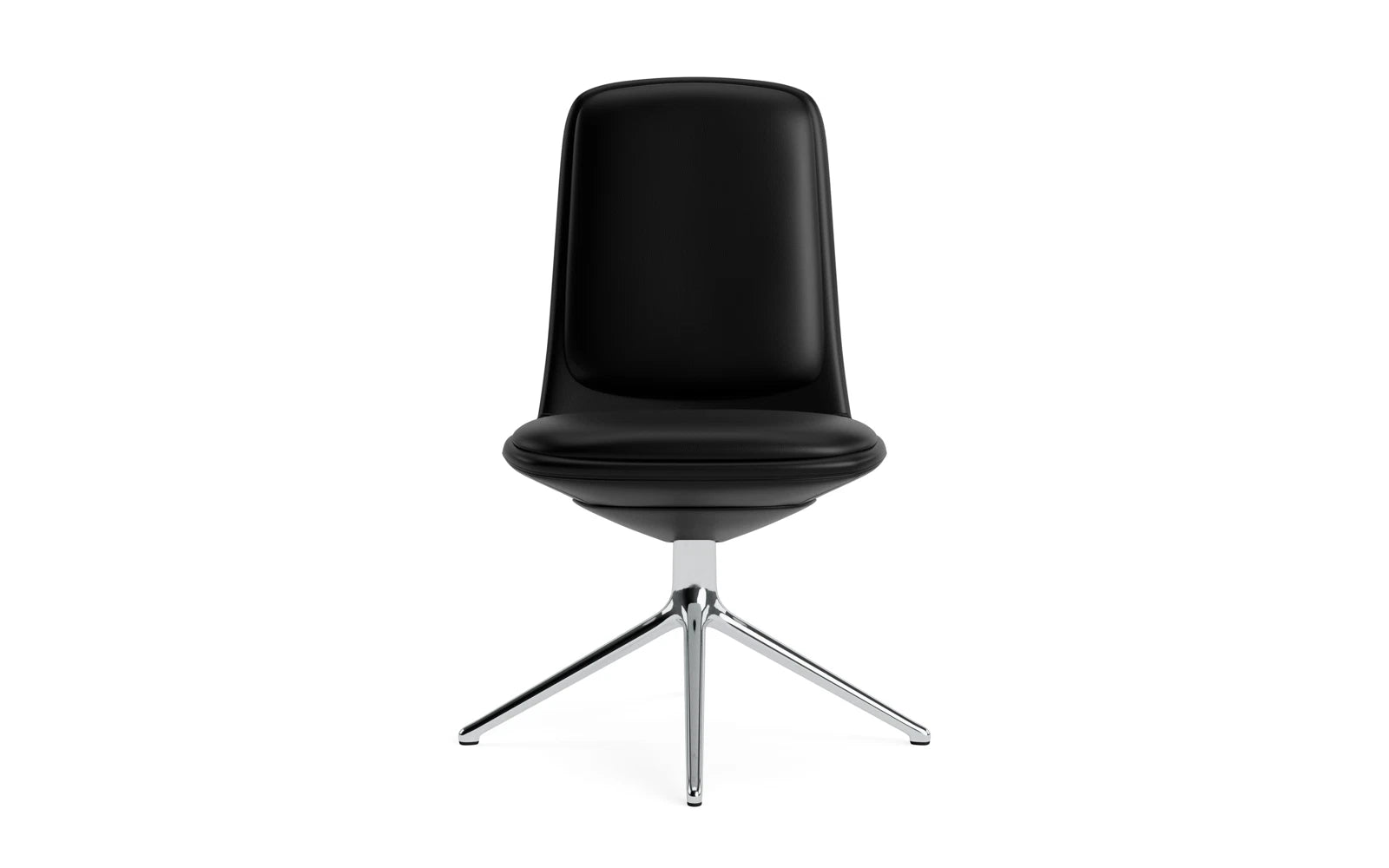 Entdecken Sie den Off Chair niedrig mit Drehgestell 4B aus Aluminium und Ultra-Kissen von Normann Copenhagen – stilvoll, ergonomisch und anpassbar für Ihr modernes Büro.