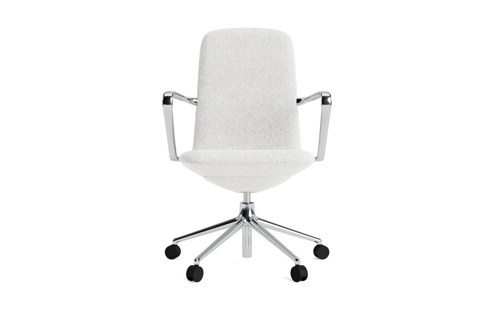 Entdecken Sie den Off Armchair von Normann Copenhagen: ein stilvoller, ergonomischer Bürostuhl mit Gaslift und Rollen, ideal für modernes Arbeiten.