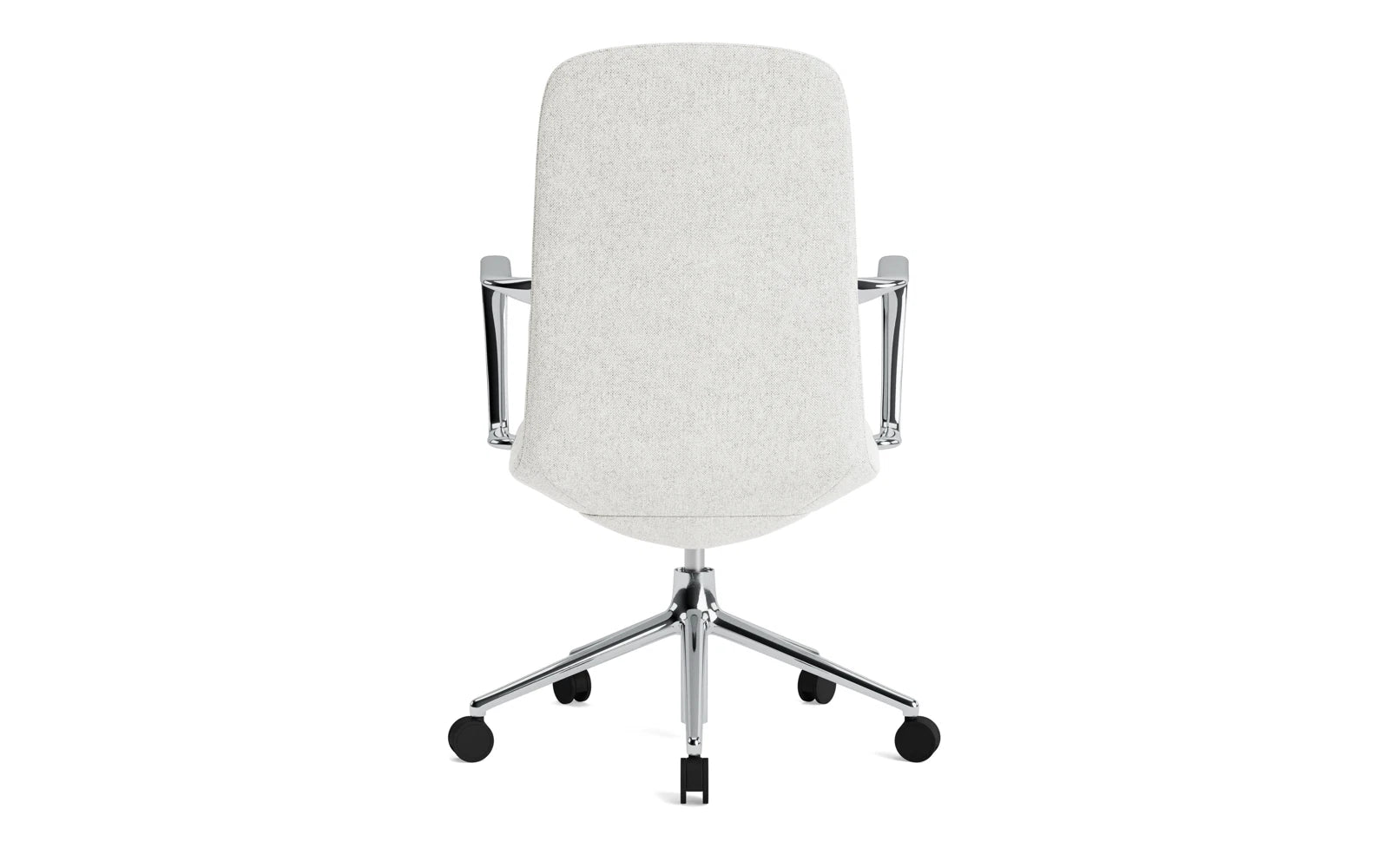 Entdecken Sie den Off Armchair von Normann Copenhagen: ein stilvoller, ergonomischer Bürostuhl mit niedrigem Profil, Drehgestell und Rollen für höchsten Sitzkomfort.