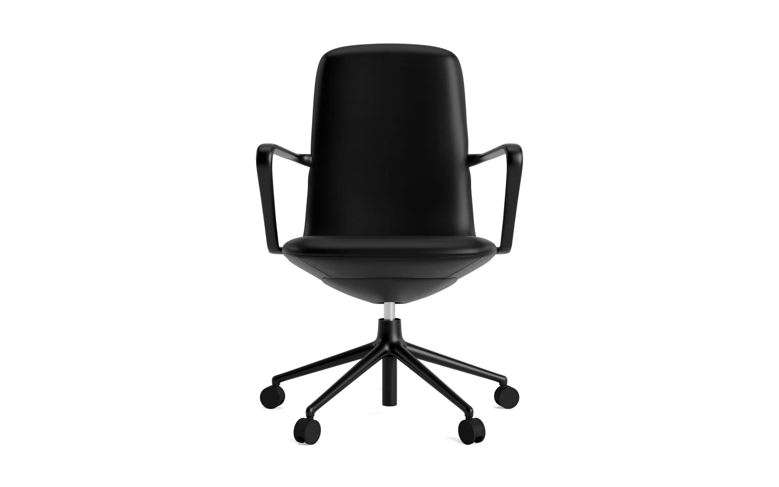 Entdecken Sie den Off Armchair von Normann Copenhagen: Ein stilvoller, ergonomischer Bürostuhl mit Drehgestell, Rollen und Gaslift für höchsten Komfort.