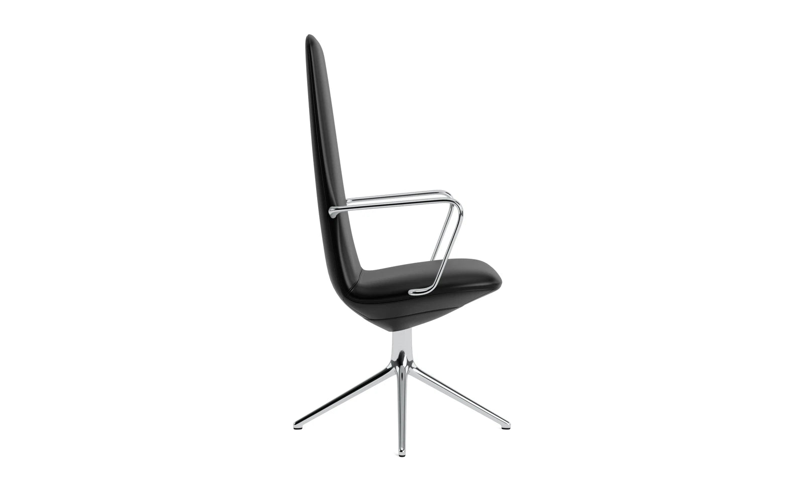 Erleben Sie den Off Armchair hoch mit Drehgestell 4B Aluminium Ultra von Normann Copenhagen – der ideale Bürostuhl für Designliebhaber und Komfortbewusste.