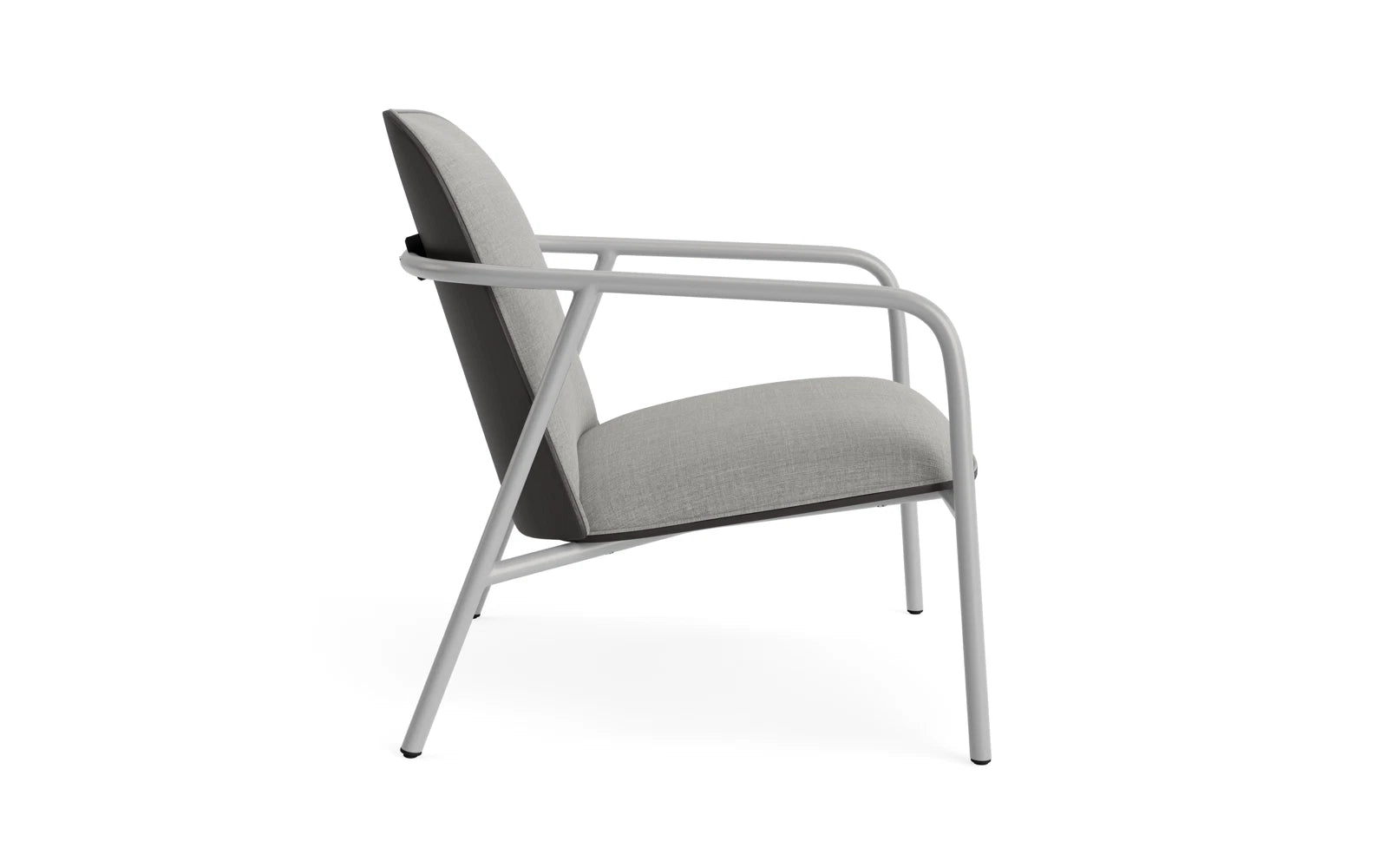 Erleben Sie den stilvollen Pad Lounge-Sessel in Grau mit robustem Stahlgestell von Normann Copenhagen – ideal für moderne Wohn- und Loungebereiche.