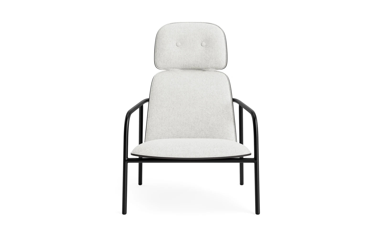 Entdecken Sie den eleganten Pad Lounge-Sessel von Normann Copenhagen, gefertigt aus hochwertigem Hallingdal-Stoff und schwarzem Stahl. Ideal für stilvolle Wohnräume.