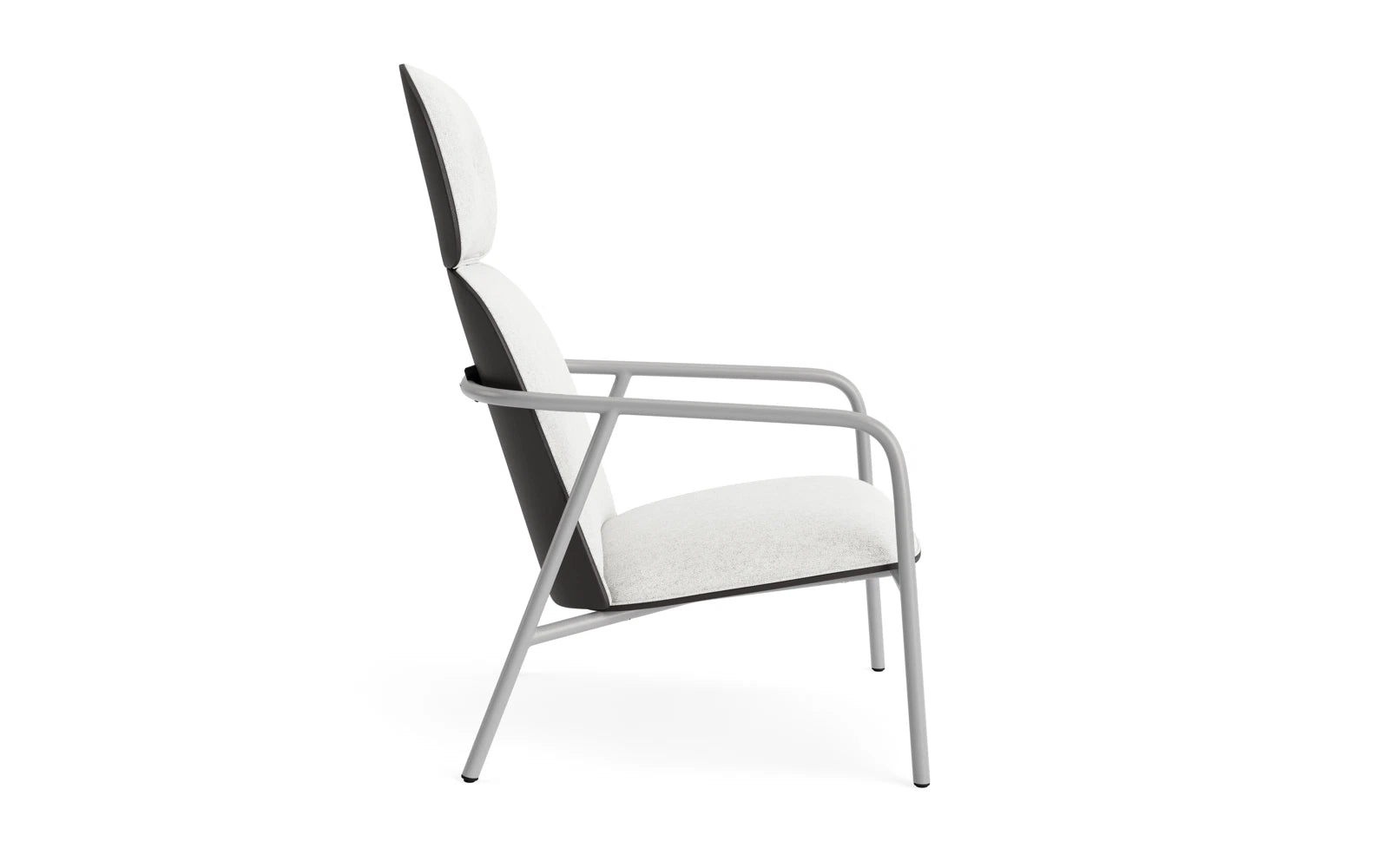 Erleben Sie den Pad Lounge-Sessel von Normann Copenhagen: Hochwertiger Komfort trifft modernes Design in grauem Stahl und edlem Hallingdal-Stoff.