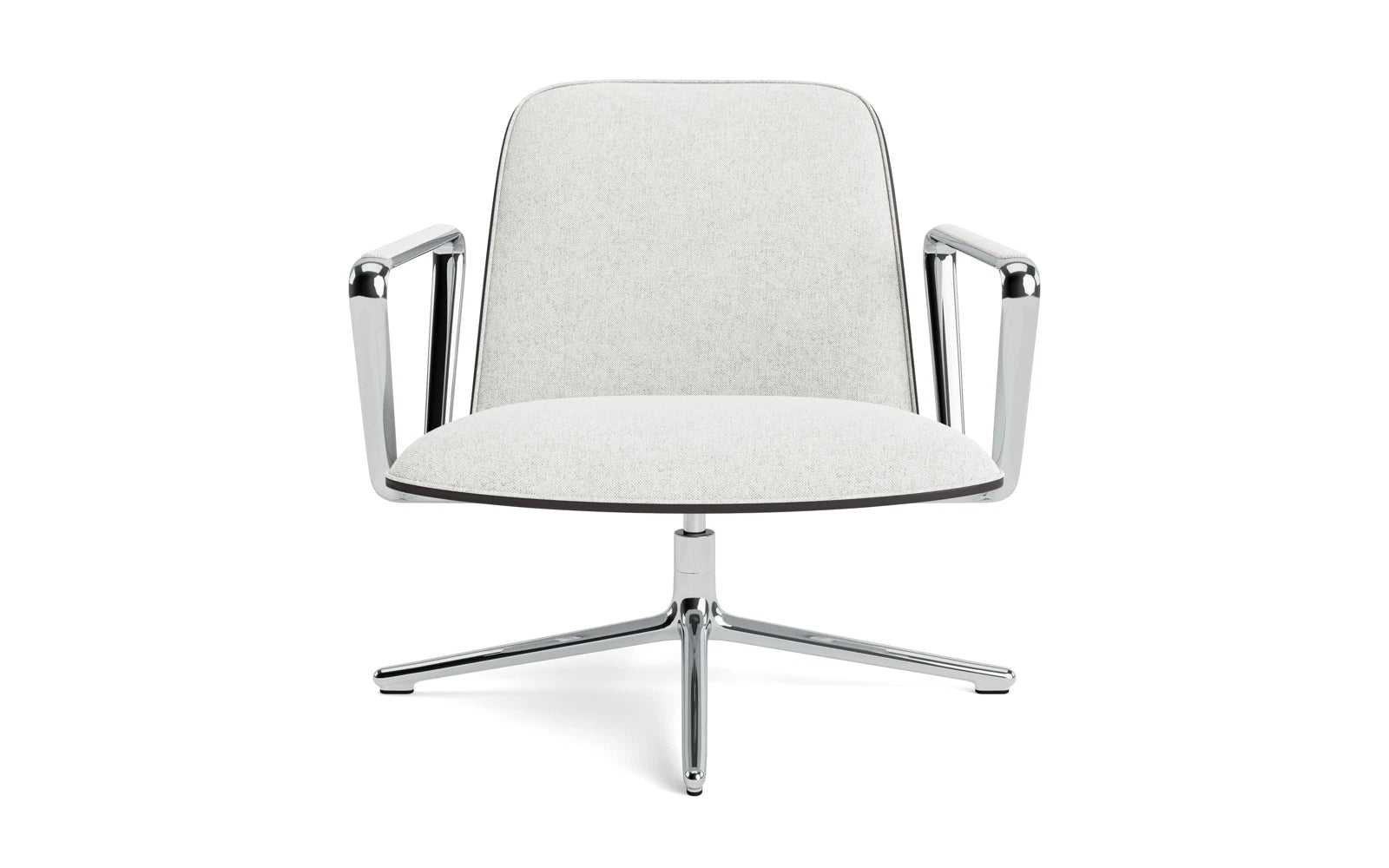 Entdecken Sie den eleganten Pad Lounge-Sessel niedrig mit Drehgestell in Aluminium und Hallingdal von Normann Copenhagen – Komfort trifft modernes Design.