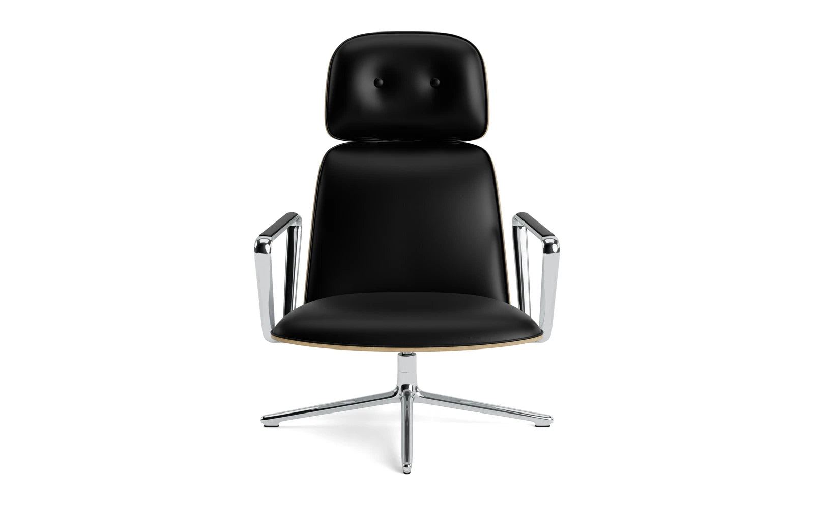 Eleganter Pad Lounge-Sessel hoch mit Drehgestell aus Aluminium und Eiche/Ultra Leder von Normann Copenhagen – perfekter Komfort und modernes Design.